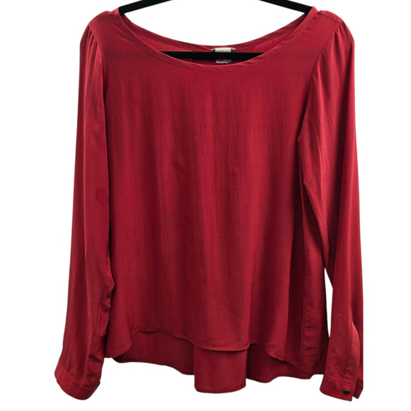 Club Monaco Shirt Womens XS Red Silk Top Quiet Luxury Minimal Capsule Normcore - Picture 1 of 7